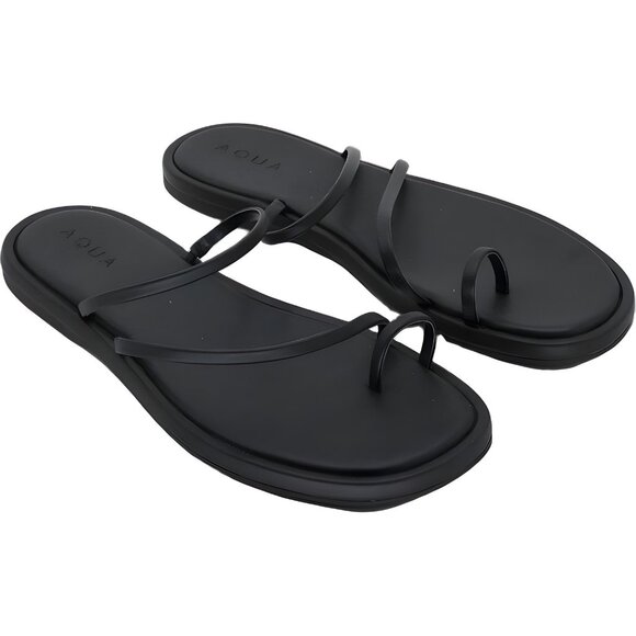 AQUA Vixx Minimalist Thong Sandals Black Slip-On Summer Slides Women's US 8 - Picture 4 of 6
